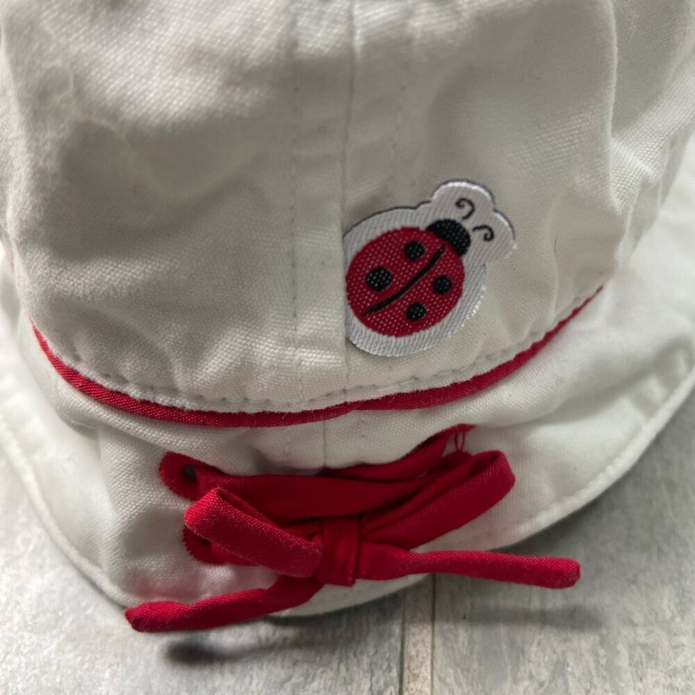 Gymboree Cotton Embroidered Ladybug Sun Bucket Hat White Red Size 0-6 months - Picture 4 of 9